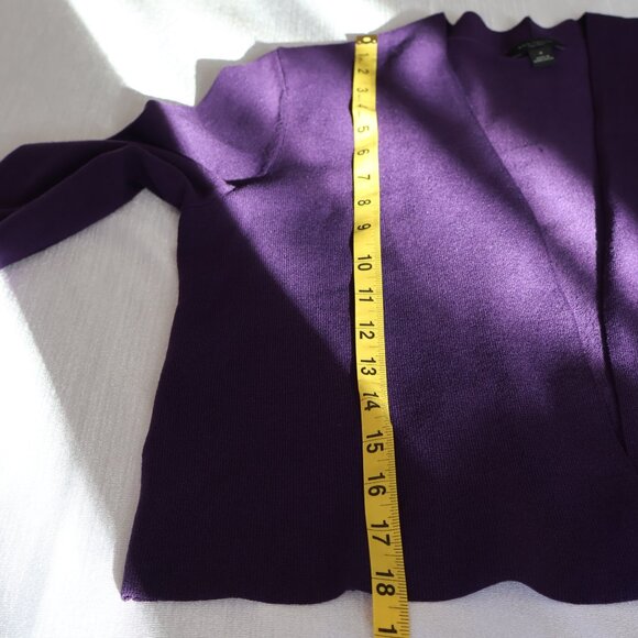 Cropped Style Open Sweater - Dark Purple Shrug - Cropped Open Cardigan - Size M - Picture 6 of 8